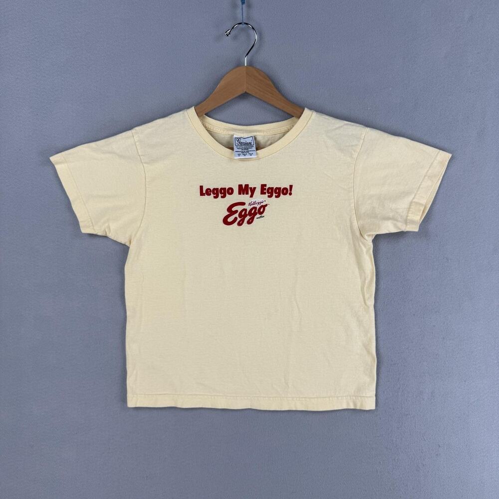 Vintage Kellogg's Eggo Shirt Youth XL Yellow Leggo My Eggo Waffle